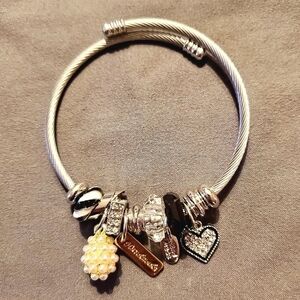 Bangle Charm Bracelet - Silver - NEW
